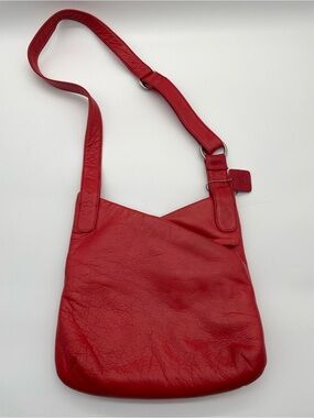 Osgoode Marley Red Leather Kriss Kross Crossbody Bag Soft Pebbled Leather